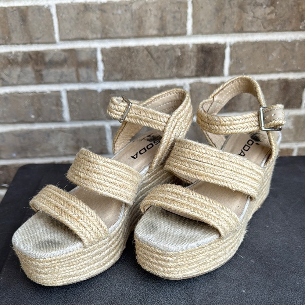 Soda Women's Tan Wedge Sandals